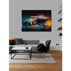 Kanvas Tablo Renkli Çift Kanatlı Uçak 50x70 cm
