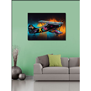 Kanvas Tablo Renkli Çift Kanatlı Uçak 50x70 cm