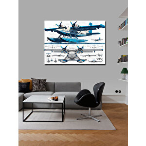 Kanvas Tablo Teknik Deniz Uçakları Çizimi 70x100 cm