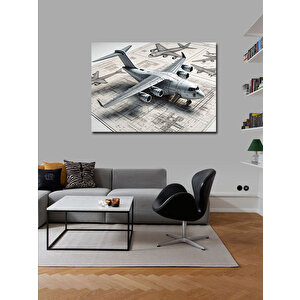 Kanvas Tablo Teknik Uçak Çizimi 50x70 cm