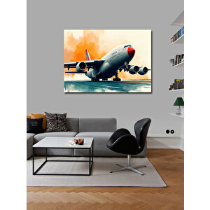 Kanvas Tablo Uçuşta Yolcu Uçağı 100x140 cm