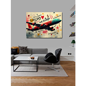 Kanvas Tablo Renkli Uçak Tasarımı 100x140 cm