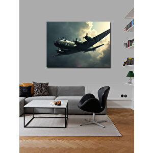 Kanvas Tablo Gri Askeri Nakliye Uçağı 100x140 cm