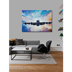 Kanvas Tablo Uçan Yolcu Uçağı Çizimi 50x70 cm