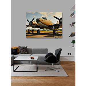 Kanvas Tablo Altın Uçak Modeli 70x100 cm
