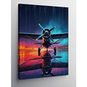Kanvas Tablo Gece Gökyüzünde Uçak 100x140 cm