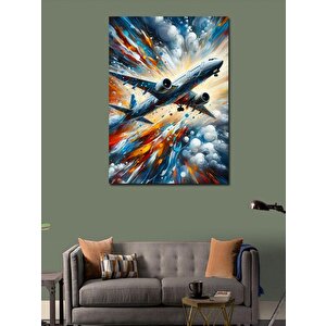 Kanvas Tablo Patlayan Jet Uçağı 50x70 cm