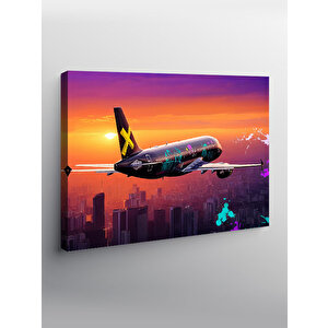 Kanvas Tablo Renkli Yolcu Uçağı 70x100 cm
