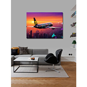 Kanvas Tablo Renkli Yolcu Uçağı 70x100 cm
