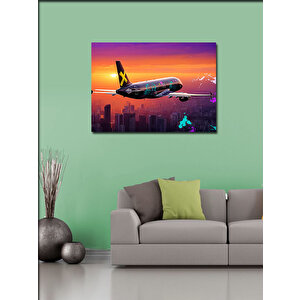Kanvas Tablo Renkli Yolcu Uçağı 70x100 cm