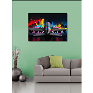 Kanvas Tablo Gece Yolcu Uçağı 50x70 cm