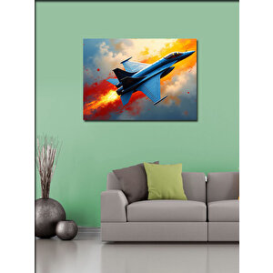 Kanvas Tablo Mavi Jet Uçağı 70x100 cm