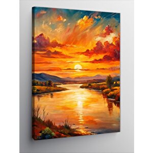 Kanvas Tablo Göl Manzarasında Gün Batımı 50x70 cm