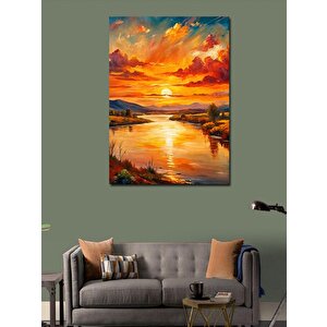 Kanvas Tablo Göl Manzarasında Gün Batımı 70x100 cm
