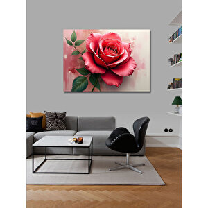 Kanvas Tablo Kırmızı Gül İllüstrasyonu 70x100 cm