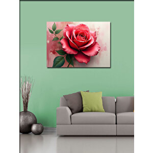 Kanvas Tablo Kırmızı Gül İllüstrasyonu 70x100 cm