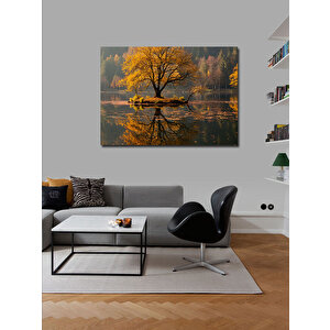 Kanvas Tablo Sonbahar Göl Manzarası 50x70 cm