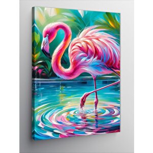 Kanvas Tablo Renkli Flamingo Göleti 100x140 cm