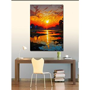 Kanvas Tablo Göl Kenarında Gün Batımı 100x140 cm