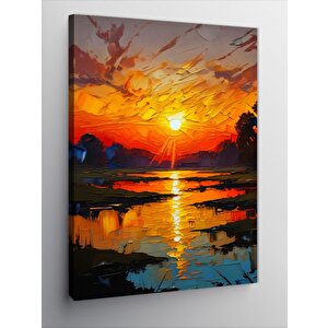 Kanvas Tablo Göl Kenarında Gün Batımı 50x70 cm