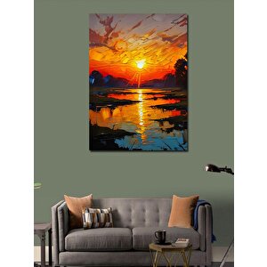 Kanvas Tablo Göl Kenarında Gün Batımı 50x70 cm