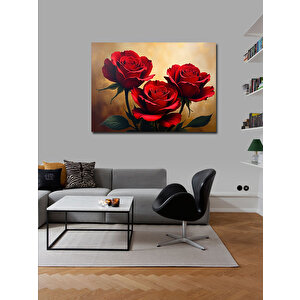 Kanvas Tablo Kırmızı Gül Buketi 100x140 cm