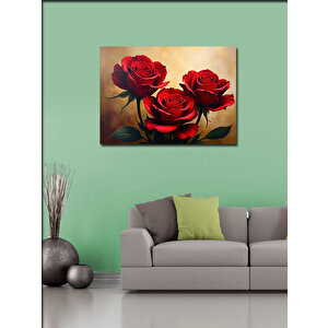 Kanvas Tablo Kırmızı Gül Buketi 100x140 cm