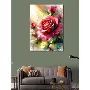 Kanvas Tablo Su Damlaları Üzerindeki Gül 70x100 cm