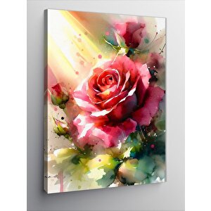 Kanvas Tablo Su Damlaları Üzerindeki Gül 50x70 cm