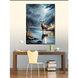 Kanvas Tablo Göl Kenarında Geyik 50x70 cm