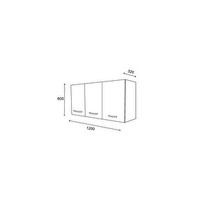 Tavor 3 Kapaklı Mutfak Üst Dolabı - Beyaz