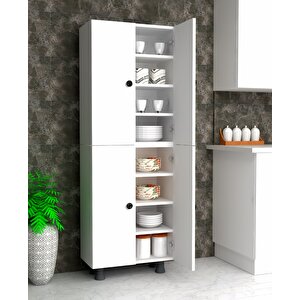 Manas Tamamı Mdf 8 Raflı Çok Amaçlı Mutfak Banyo Ayakkabılık Dolabı 70 Cm