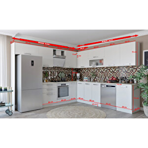 Vegas Ankastre L Mutfak 590 Cm Beyaz Tezgah Hariç Model 3