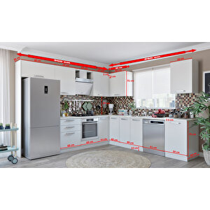 Vegas Ankastre L Mutfak 590 Cm Beyaz Tezgah Hariç Model 2