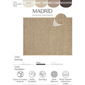 Cool Halı Madrid Natural Kahve Mutfak Halısı Jüt Hasır Dokulu Balkon Halısı Ofis Halısı Outdoor Halı