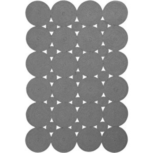Luke 516 Koyu Gri Halı Paspas Örgü Hasır Kilim Yolluk Bohem Hol Mutfak Balkon Banyo Halısı 100x150 cm