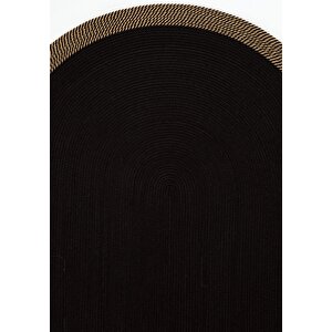 Luke 867 Siyah Oval Halı Paspas Örgü Hasır Kilim Yolluk Bohem Mutfak Balkon Banyo Halısı 120x180 cm