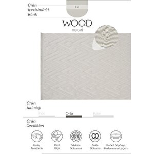 Wood 1118 Gri Halı Yolluk Bukle Salon Halı Antre Hol Koridor Halısı Dokuma Makine Halısı 120x180 cm
