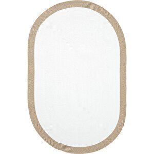 Luke 869 Beyaz Oval Halı Paspas Örgü Hasır Kilim Yolluk Bohem Mutfak Balkon Banyo Halısı 120x180 cm