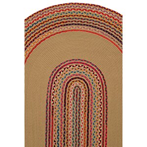 Luke 405 Renkli Oval Halı Paspas Örgü Hasır Kilim Yolluk Bohem Mutfak Balkon Banyo Halısı 80x200 cm