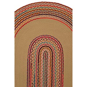 Luke 405 Renkli Oval Halı Paspas Örgü Hasır Kilim Yolluk Bohem Mutfak Balkon Banyo Halısı 120x180 cm