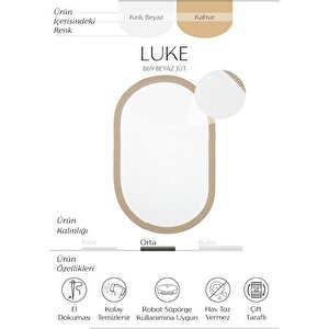 Luke 869 Beyaz Oval Halı Paspas Örgü Hasır Kilim Yolluk Bohem Mutfak Balkon Banyo Halısı 100x150 cm