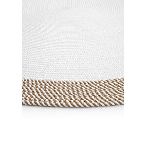 Cool Halı Luke 869 Beyaz Oval Halı Paspas Örgü Hasır Kilim Yolluk Bohem Mutfak Balkon Banyo Halısı
