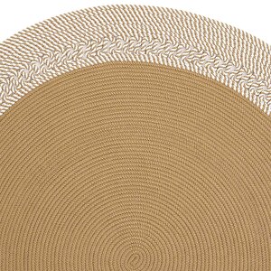 Luke 877 Naturel Yuvarlak Halı Bohem Örgü Hasır Kilim Dekoratif Mutfak Balkon Banyo Halısı 120x120 cm