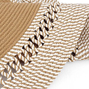 Cool Halı Luke 877 Naturel Yuvarlak Halı Bohem Örgü Hasır Kilim Dekoratif Mutfak Balkon Banyo Halısı