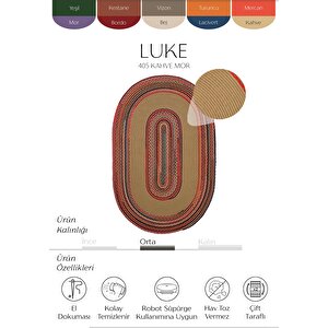 Luke 405 Renkli Oval Halı Paspas Örgü Hasır Kilim Yolluk Bohem Mutfak Balkon Banyo Halısı 150x230 cm