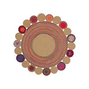 Luke 416 Renkli Yuvarlak Halı Bohem Örgü Hasır Kilim Dekoratif Mutfak Balkon Banyo Halısı 100x1000 cm