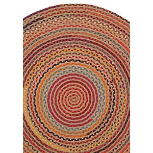 Cool Halı Luke 409 Renkli Yuvarlak Halı Bohem Örgü Hasır Kilim Dekoratif Mutfak Balkon Banyo Halısı