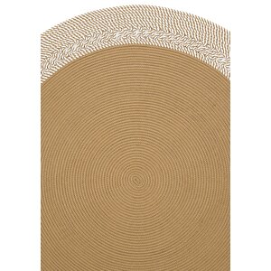 Luke 877 Naturel Yuvarlak Halı Bohem Örgü Hasır Kilim Dekoratif Mutfak Balkon Banyo Halısı 150x150 cm