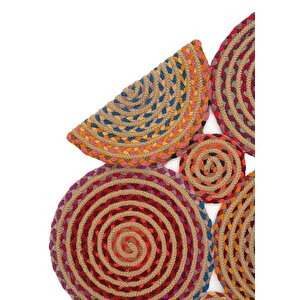 Cool Halı Luke 413 Renkli Halı Paspas Örgü Hasır Kilim Yolluk Bohem Antre Mutfak Balkon Banyo Halısı